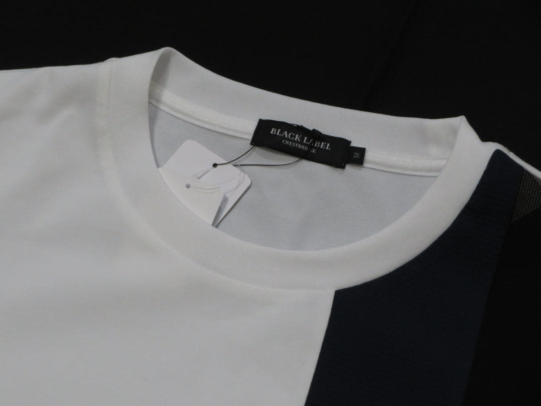 ブラックレーベル クレストブリッジ　半袖チェック柄カットソー　白　Mサイズ