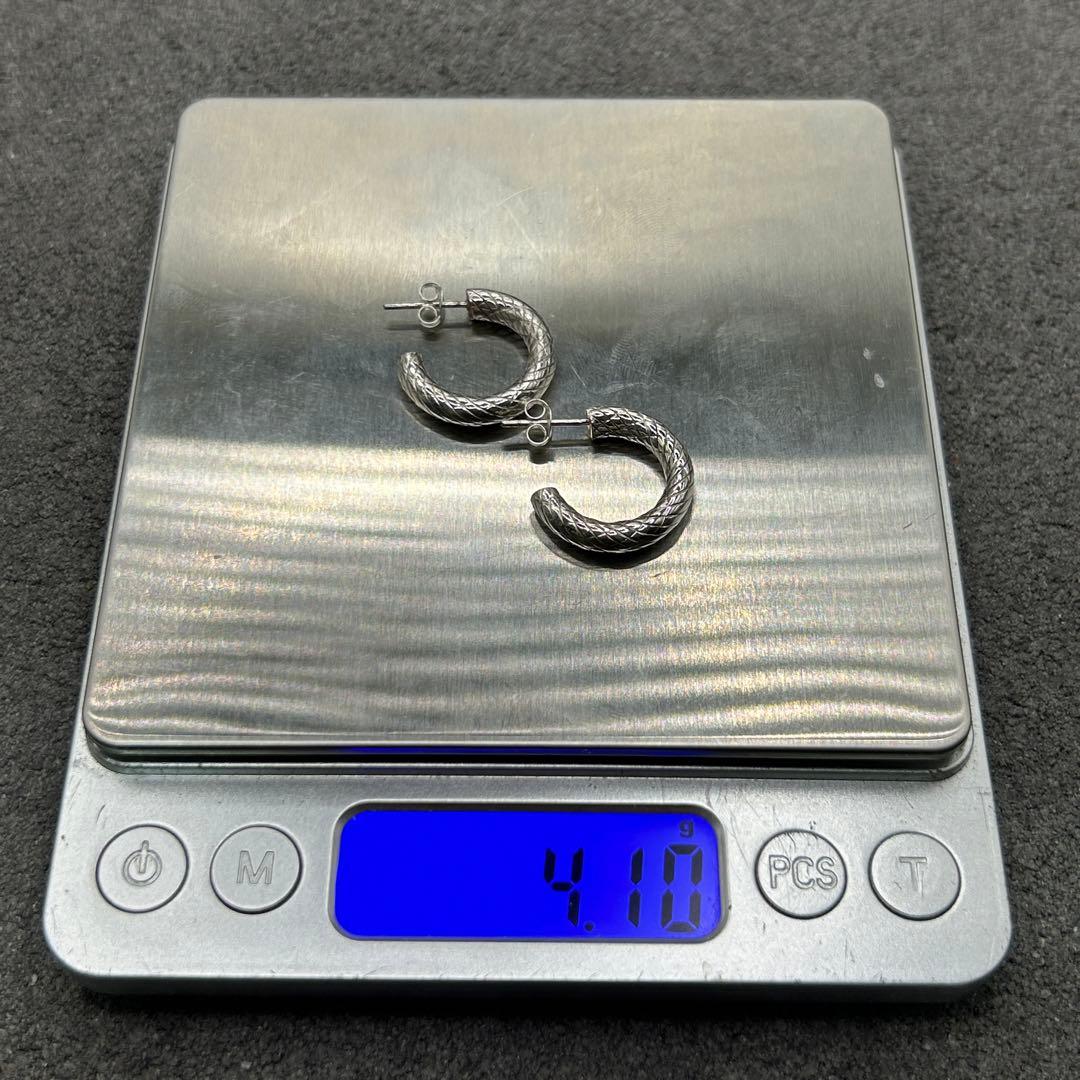 シルバー925 Silver デザインシンプルフープピアス/軽研磨仕上げ/両耳