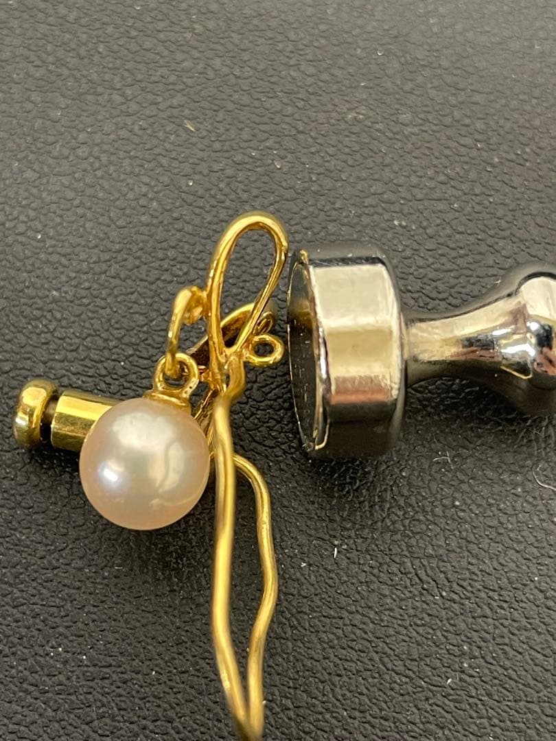 K18ゴールド パール フープピアス