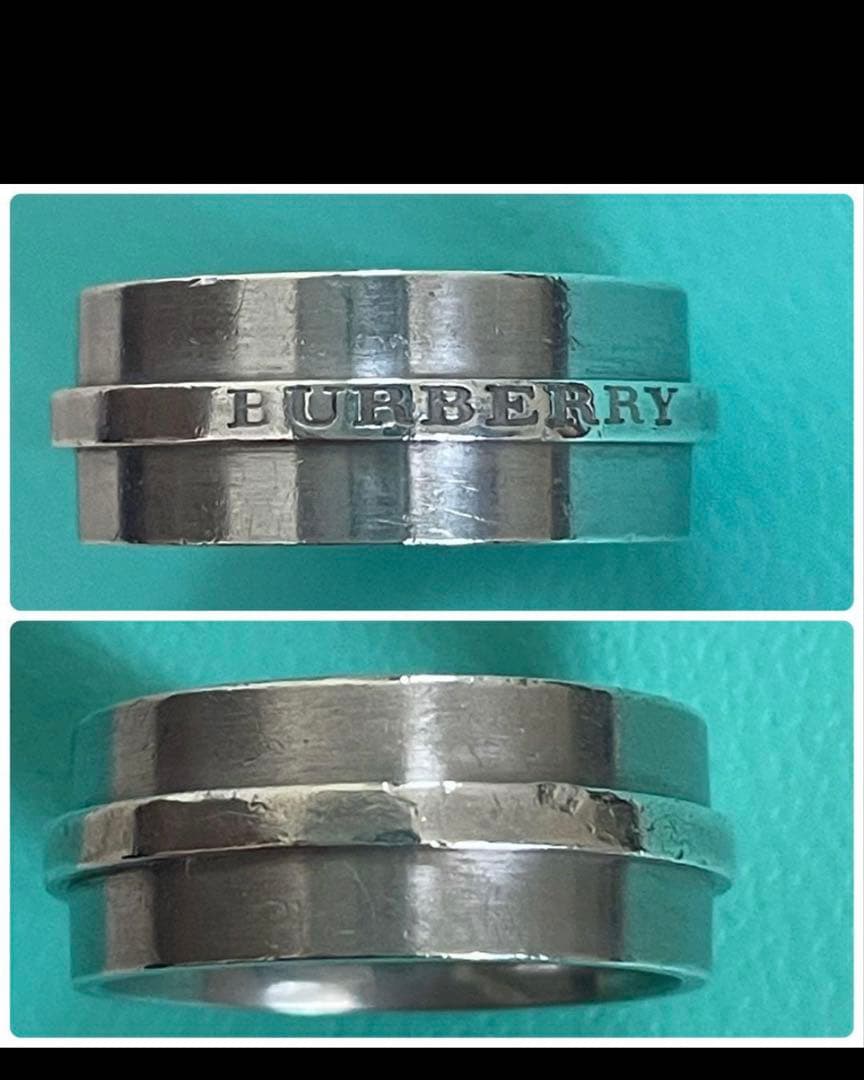 希少　バーバリー　ロゴシルバーリング　17号
