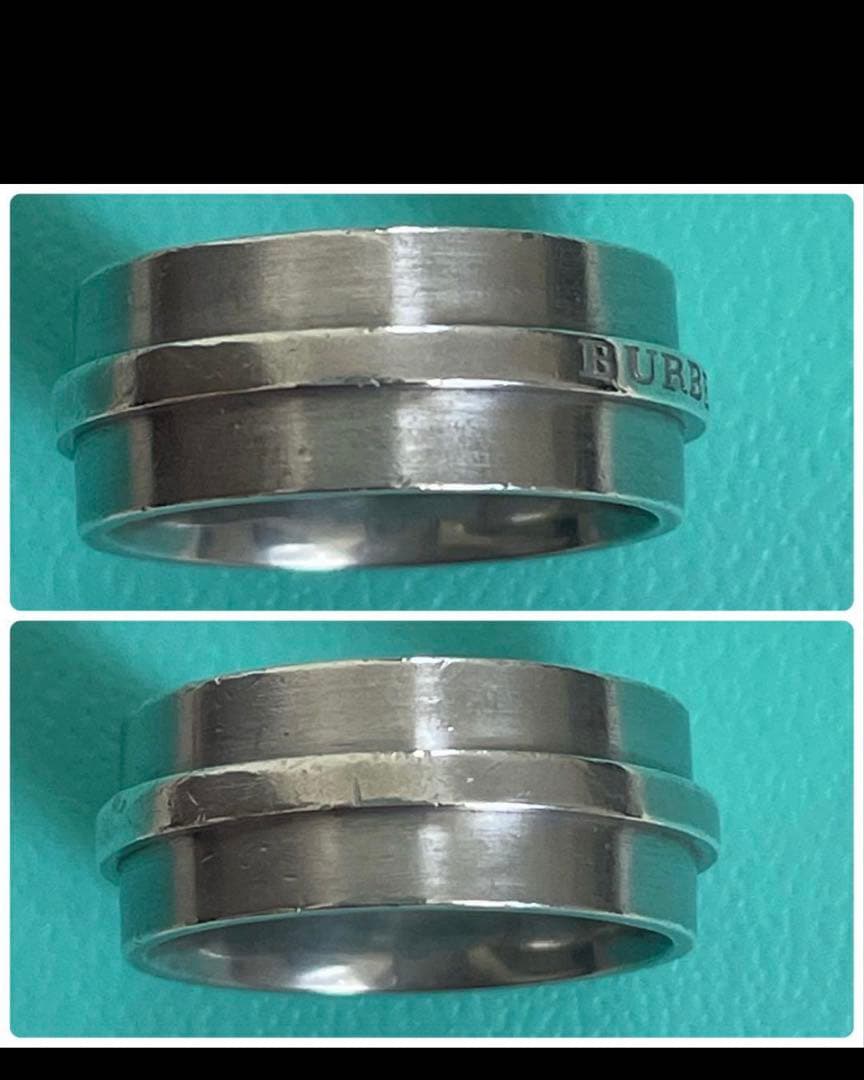 希少　バーバリー　ロゴシルバーリング　17号