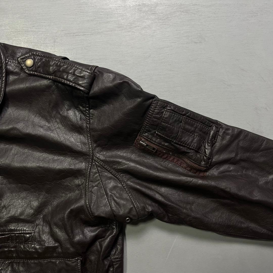 vintage A-2 レザージャケット　深水光太　ショート丈　牛革　短丈　黒
