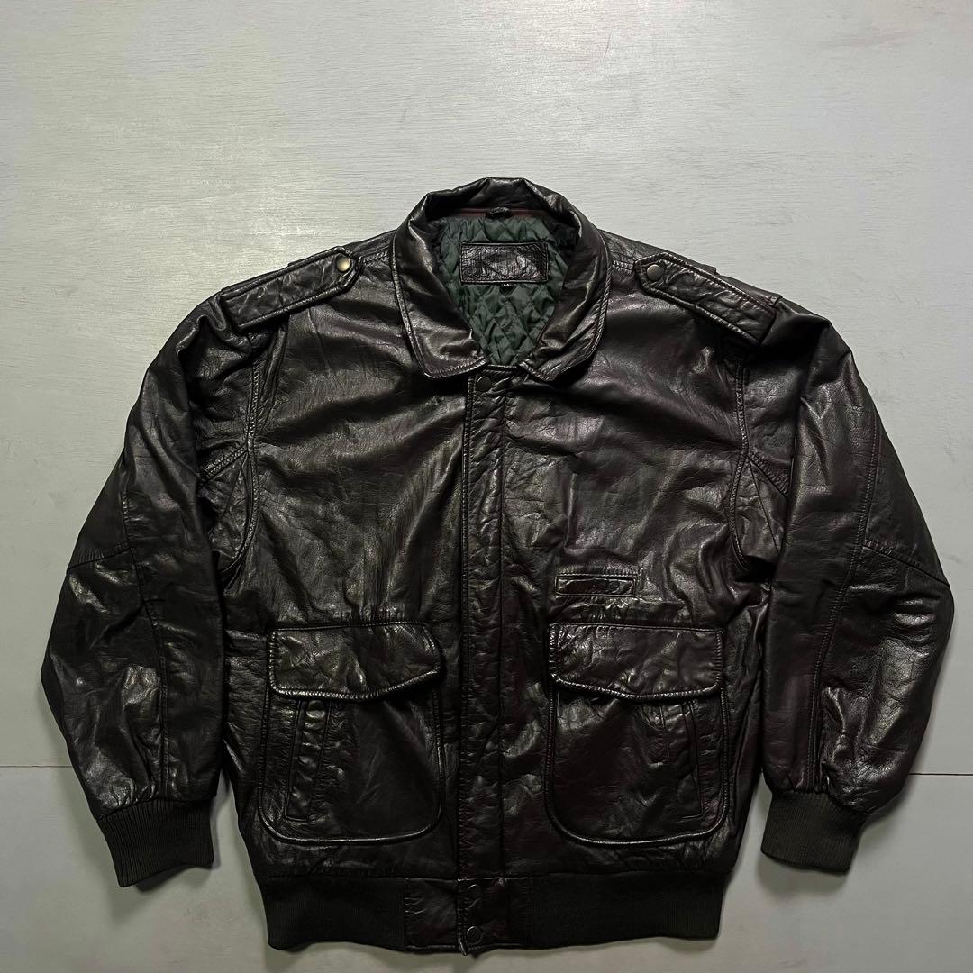 vintage A-2 レザージャケット　深水光太　ショート丈　牛革　短丈　黒
