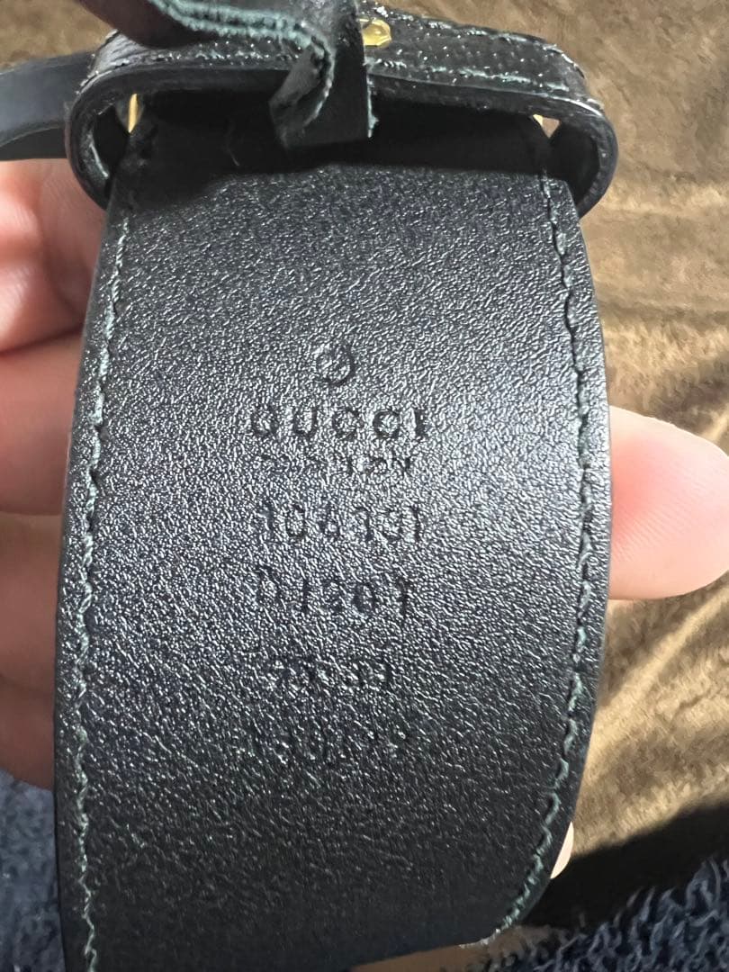 GUCCI ブラックレザー ダブルGバックルベルト