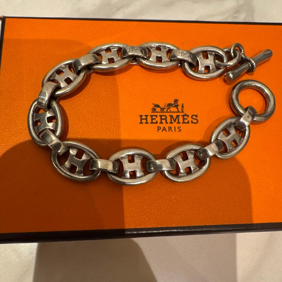 エルメス　Hロゴ ヴィンテージブレスレット　シルバー925