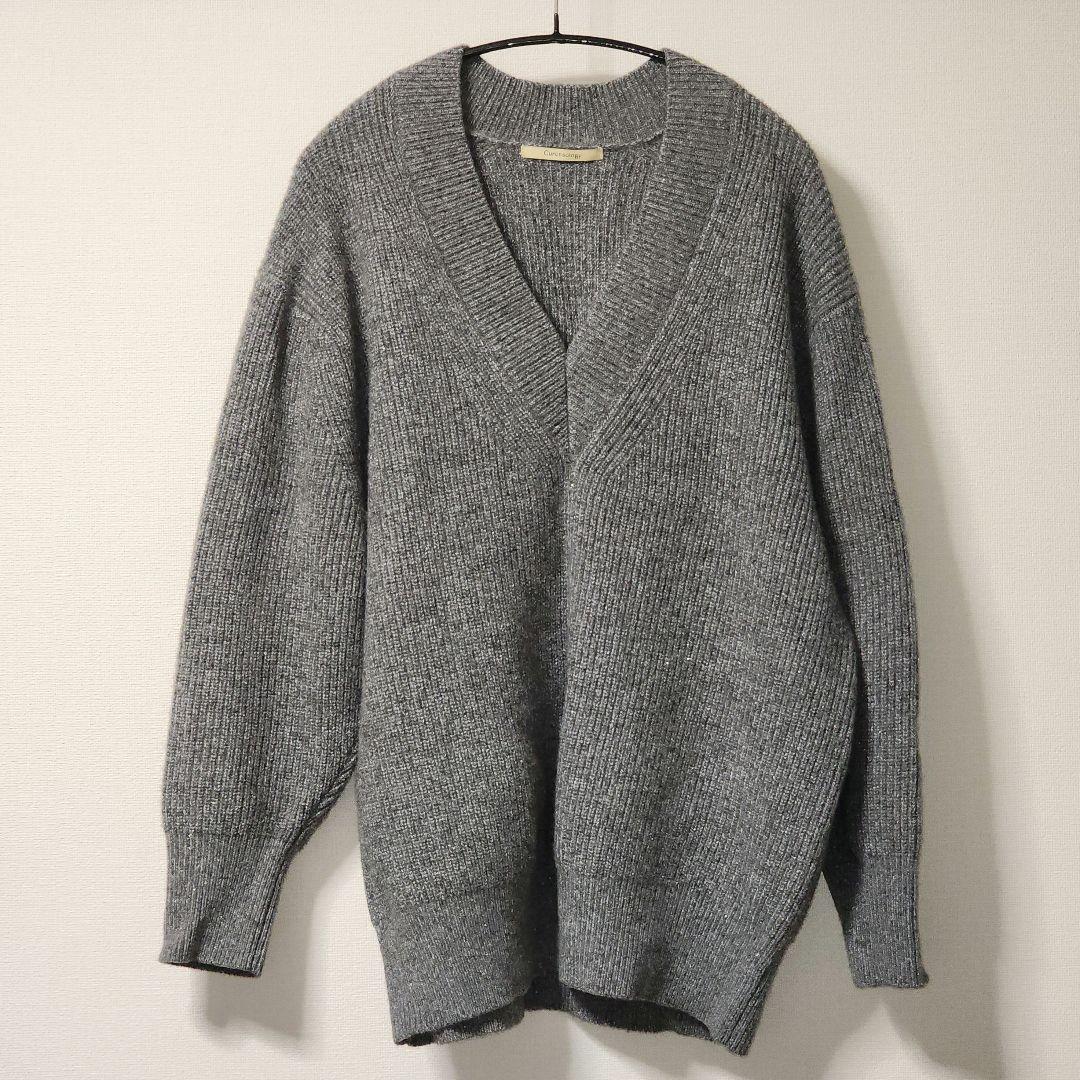 カレンソロジー ウールカシミヤVネックアゼニットプルオーバー　シルバー