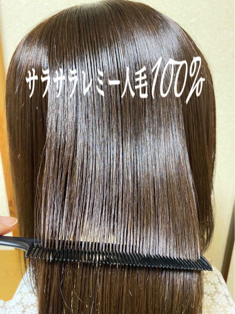 高級レミー人毛100% 【総手植えS】ロングブラウン フルウィッグシルクスキン