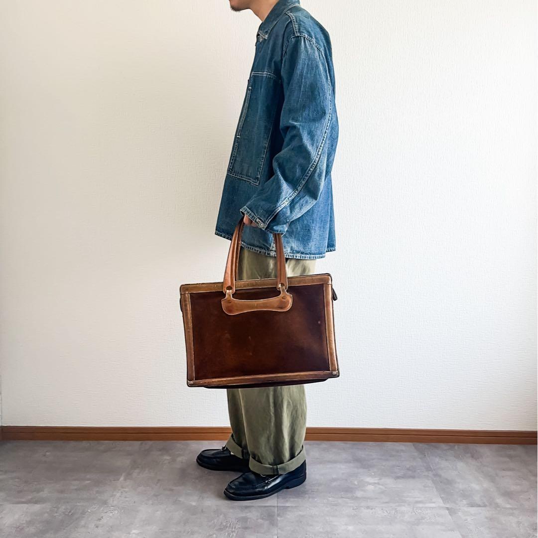 ヴィンテージ 1960's~ スエード× レザー ツートンカラー レザーバッグ