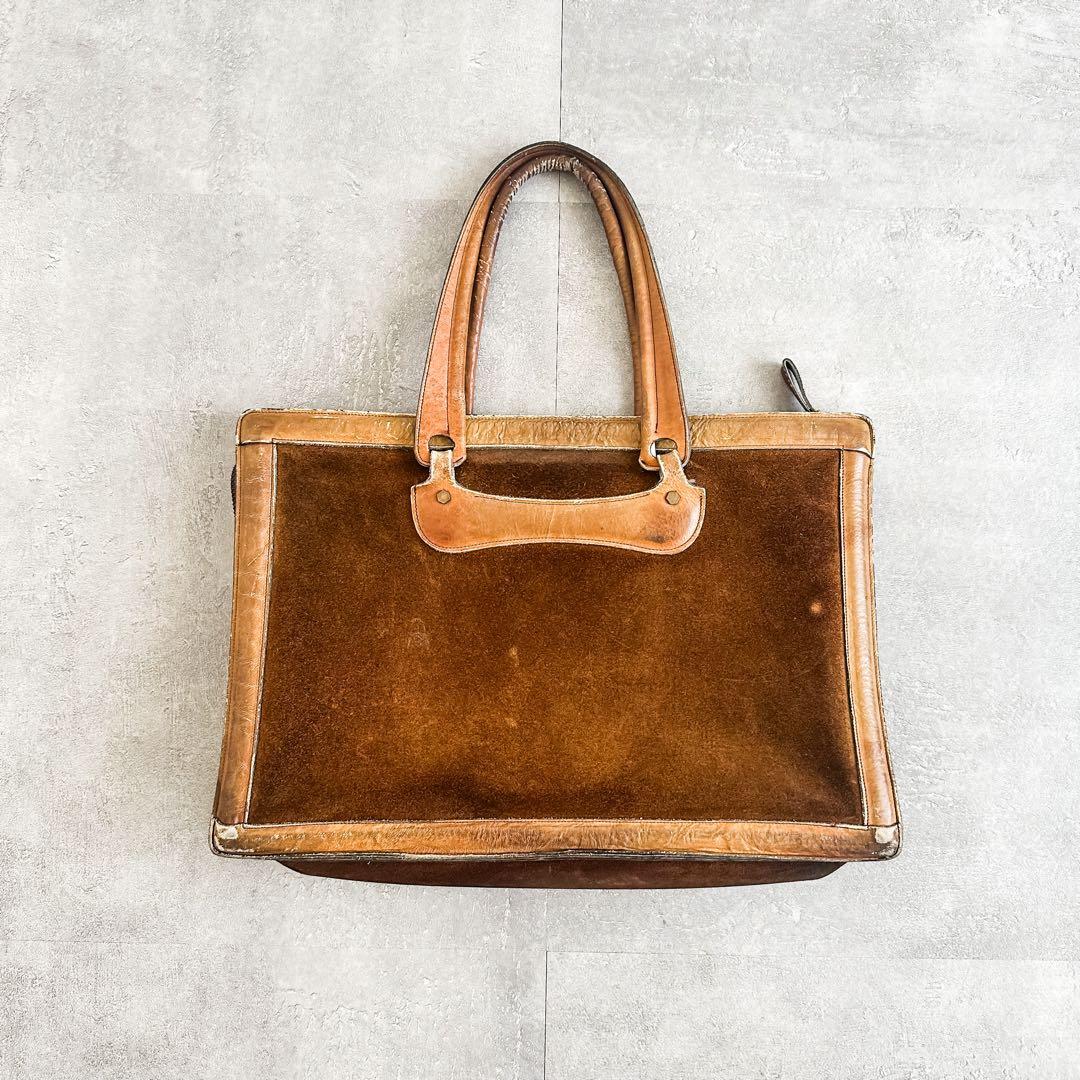 ヴィンテージ 1960's~ スエード× レザー ツートンカラー レザーバッグ