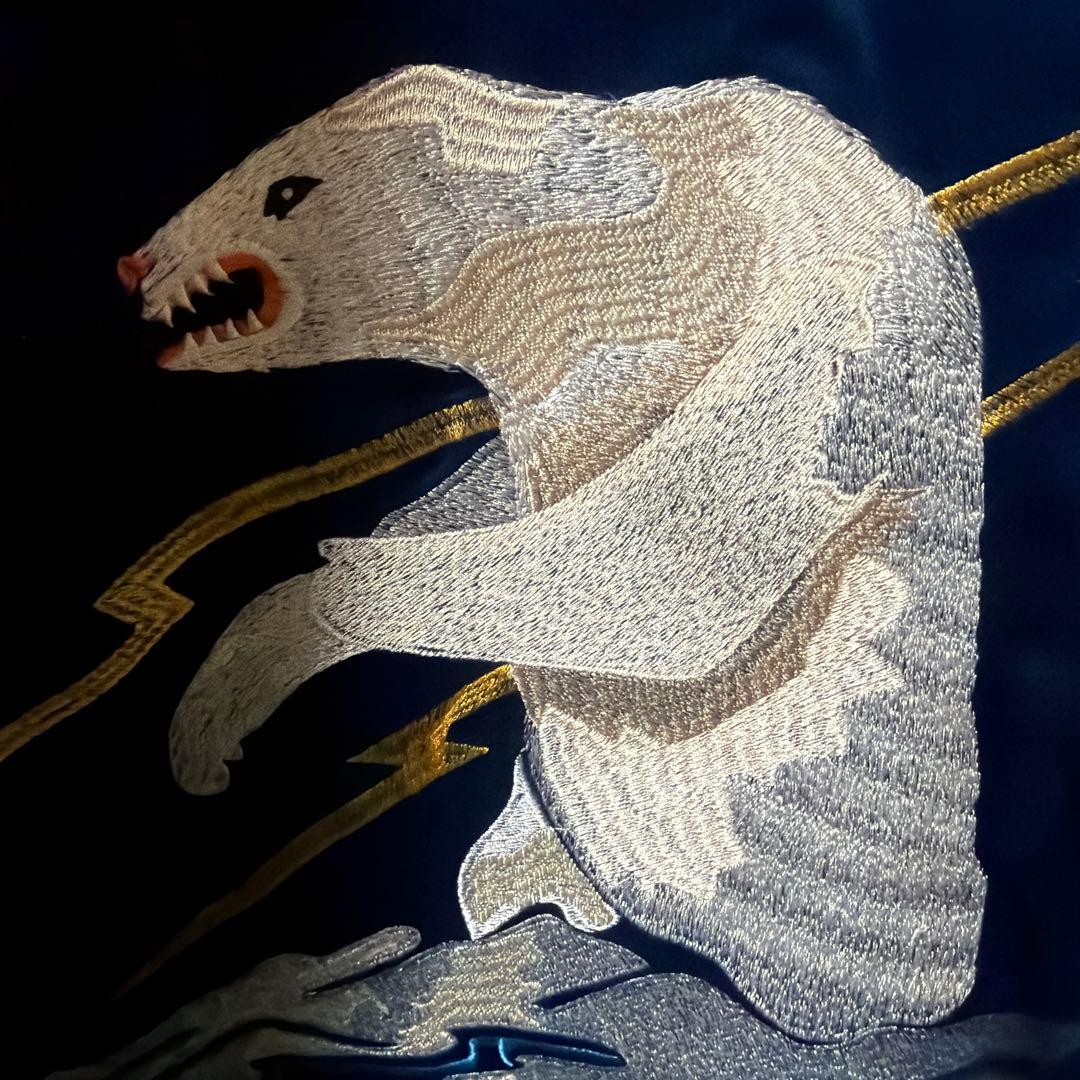 HOUSTONレアALASKA 刺繍スカジャン ネイビー