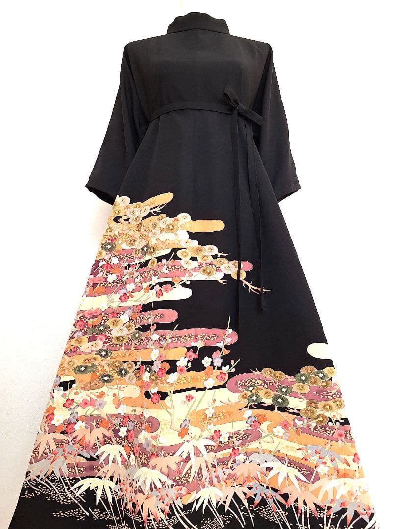 着物リメイクワンピース3683