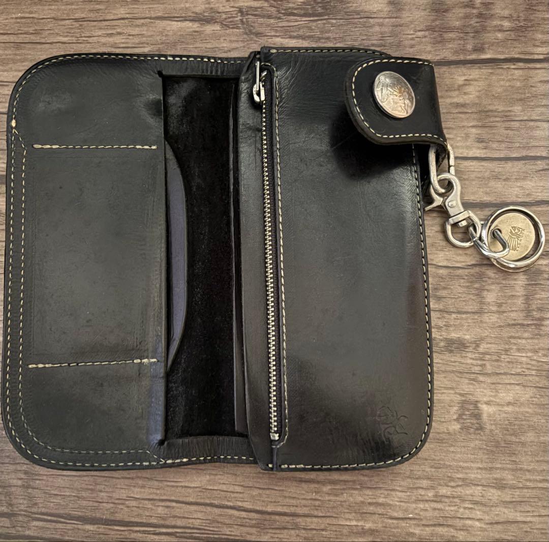 REDWING レッドウィングブラックレザー 長財布 チェーン付き