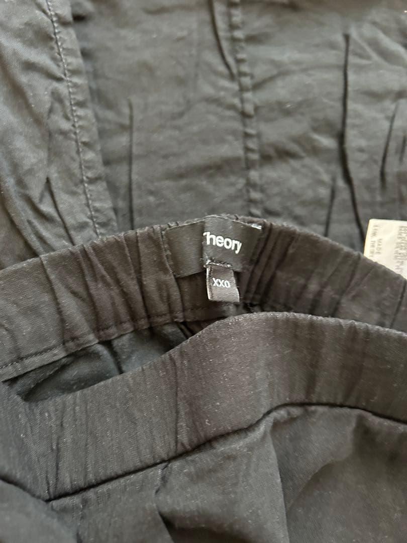 Theory セットアップ ノーカラージャケット パンツ リネン ブラック