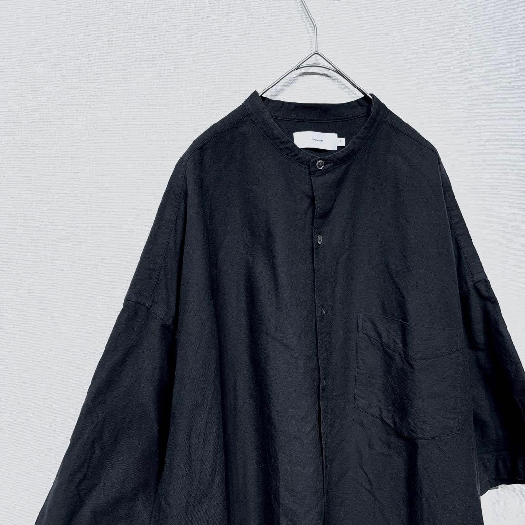 Graphpaper グラフペーパー バンドカラーシャツ ブラック コットン