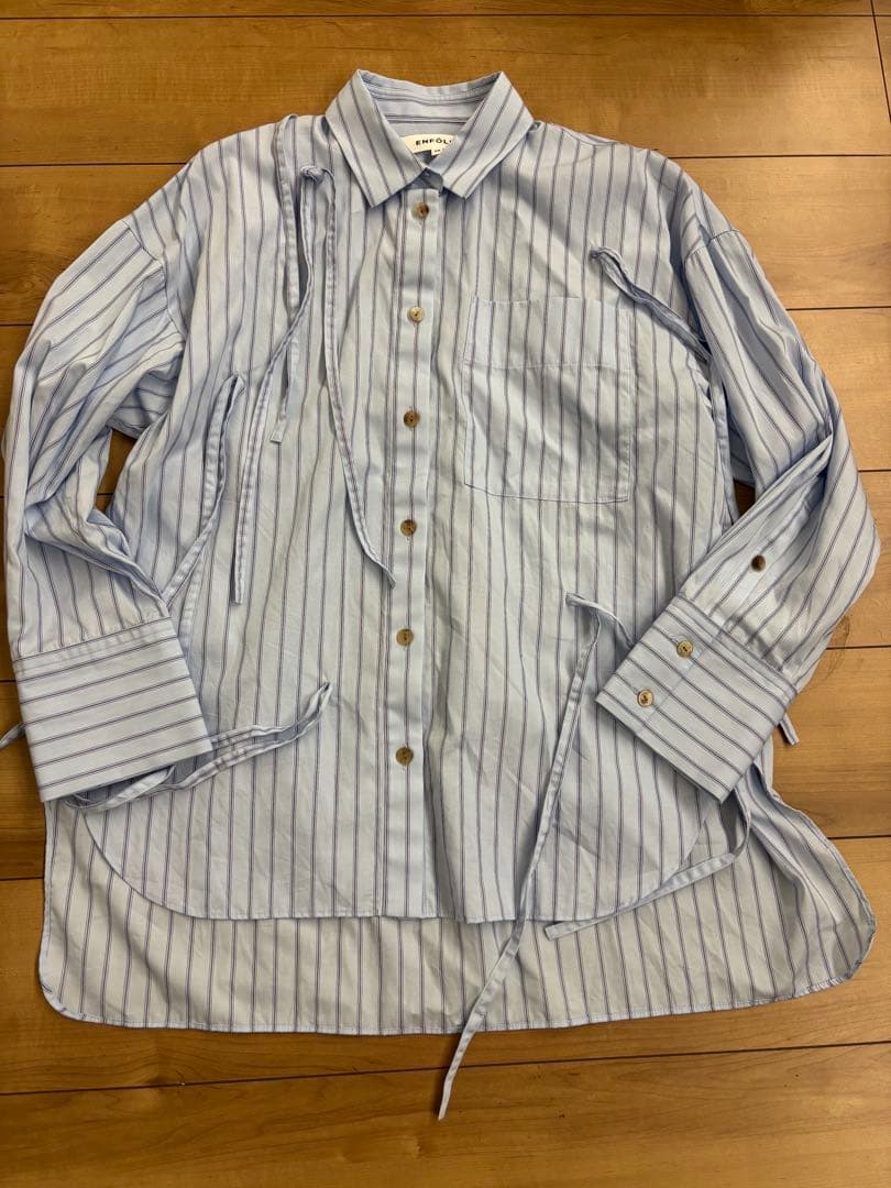 ENFOLD リボン　シャツ　トップス　ストライプ