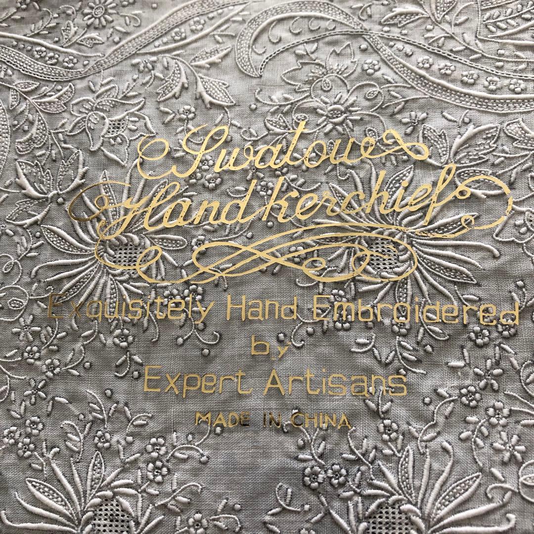 未使用　SWATOW ハンカチ　汕頭　手刺繍　スワトウ　花柄　パッケージなし発送