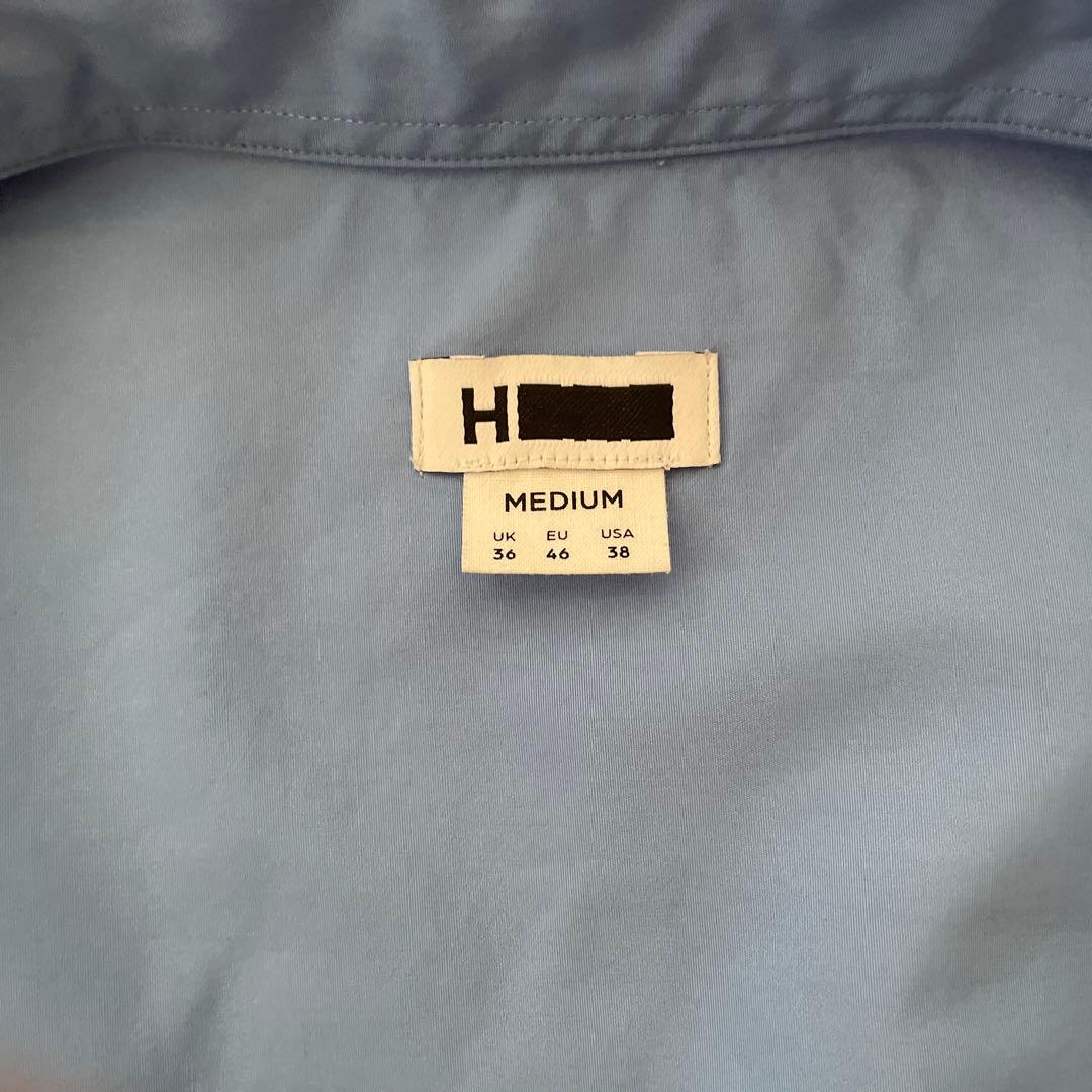 H ザ ユージュアル バルーンレギュラーカラーシャツ コバルト Mサイズ