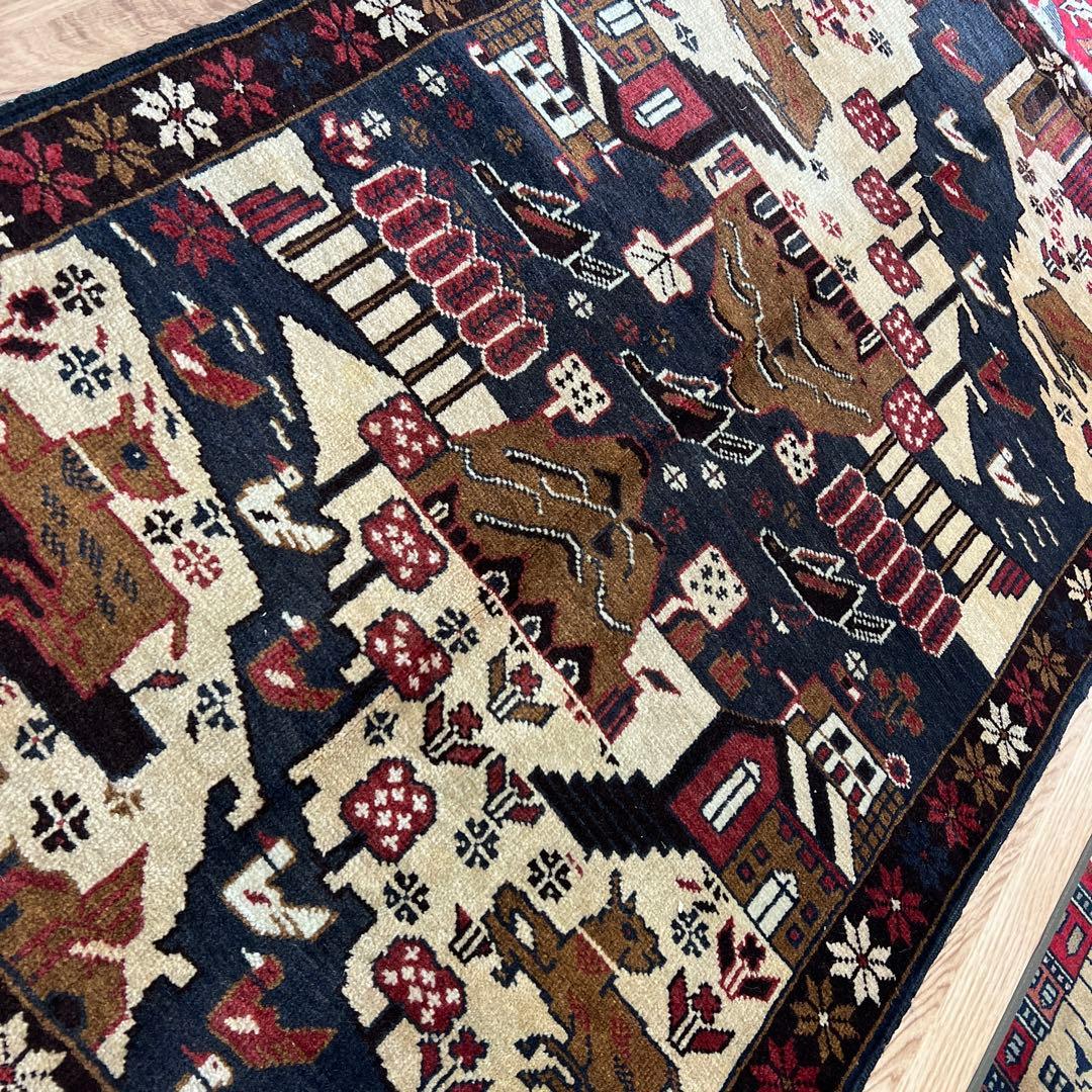 ペルシャ 手作りカシュカイヴィンテージラグ 83cm x 137cm