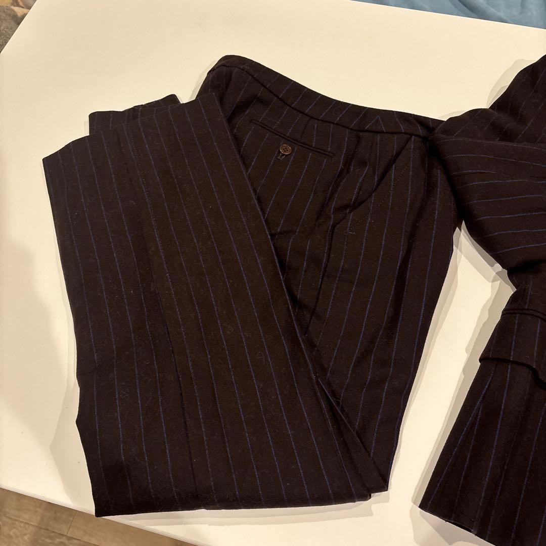 ポールスミス　ブラウンブルーストライプパンツスーツ上下　セットアップ
