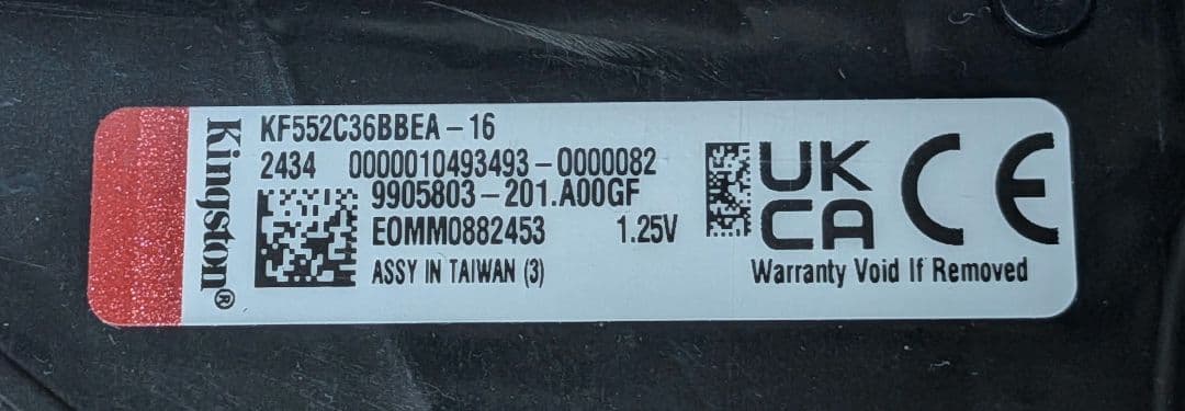 Kingston FURY BEAST 16GB DDR5 5200MHz 1枚