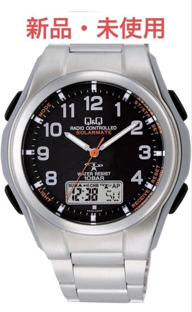 シチズンQ&Q腕時計アナログ電波ソーラー防水日付メタルバンド MD02-205
