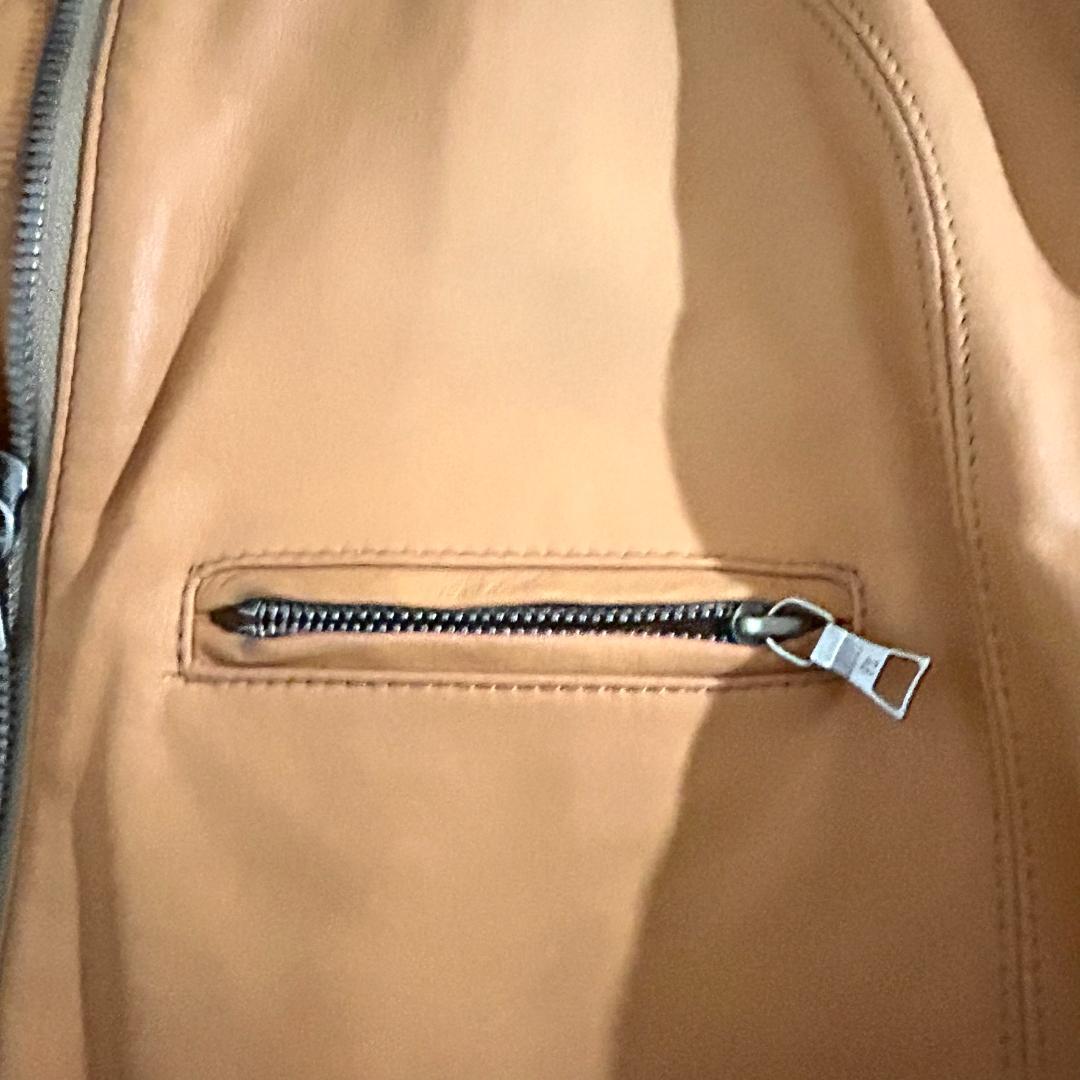 ポールスミス シングルライダース 革ジャン 本革 キャメル メンズ