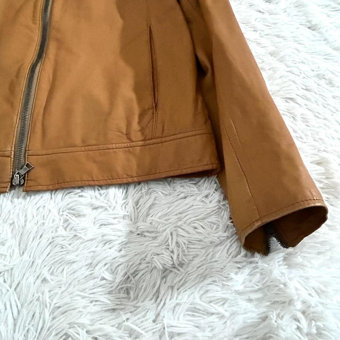 ポールスミス シングルライダース 革ジャン 本革 キャメル メンズ