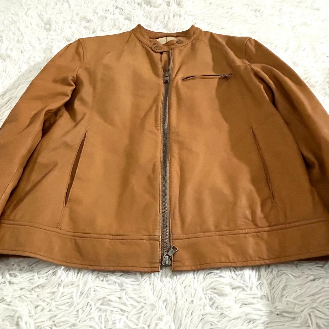 ポールスミス シングルライダース 革ジャン 本革 キャメル メンズ