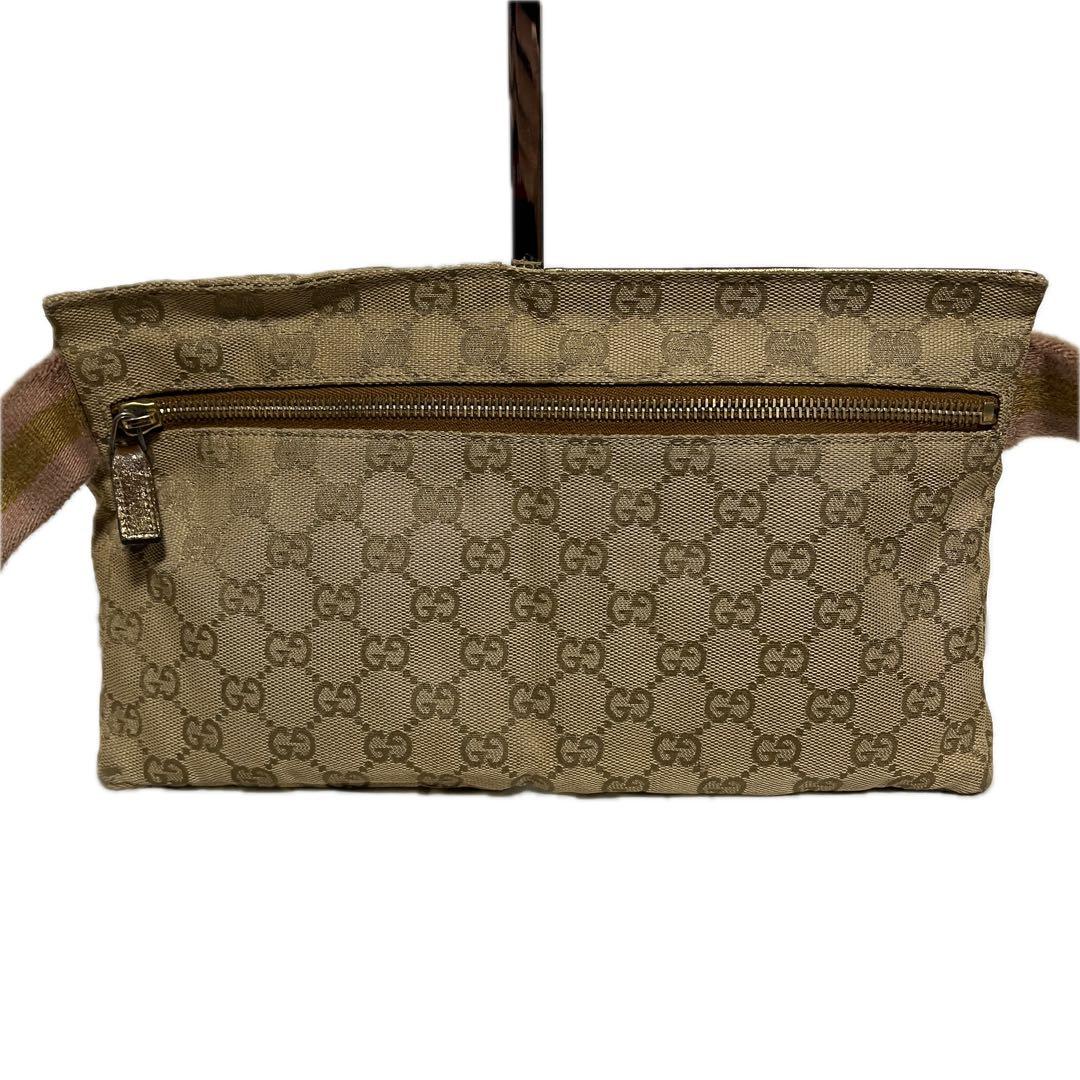 GUCCI GGキャンバス ウエストバッグ ボディバッグ ベージュ ゴールド