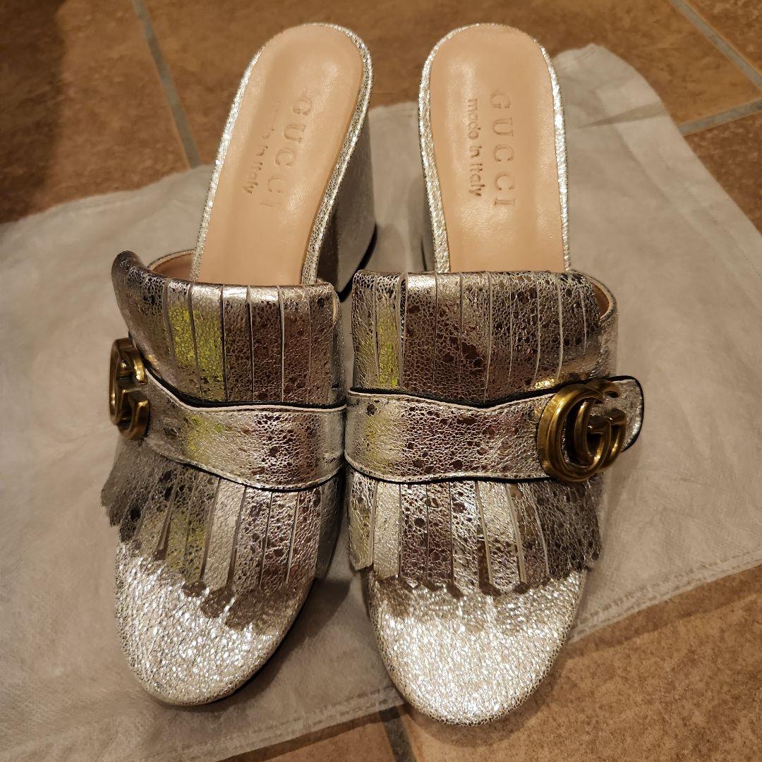 3j24 GUCCI グッチ GGマーモント フリンジサンダル 41サイズ