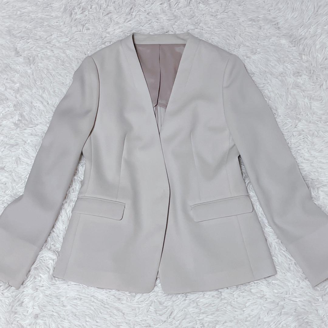 新品✨LES MUSE アオキ パンツスーツ ノーカラー ミワク 洗える S