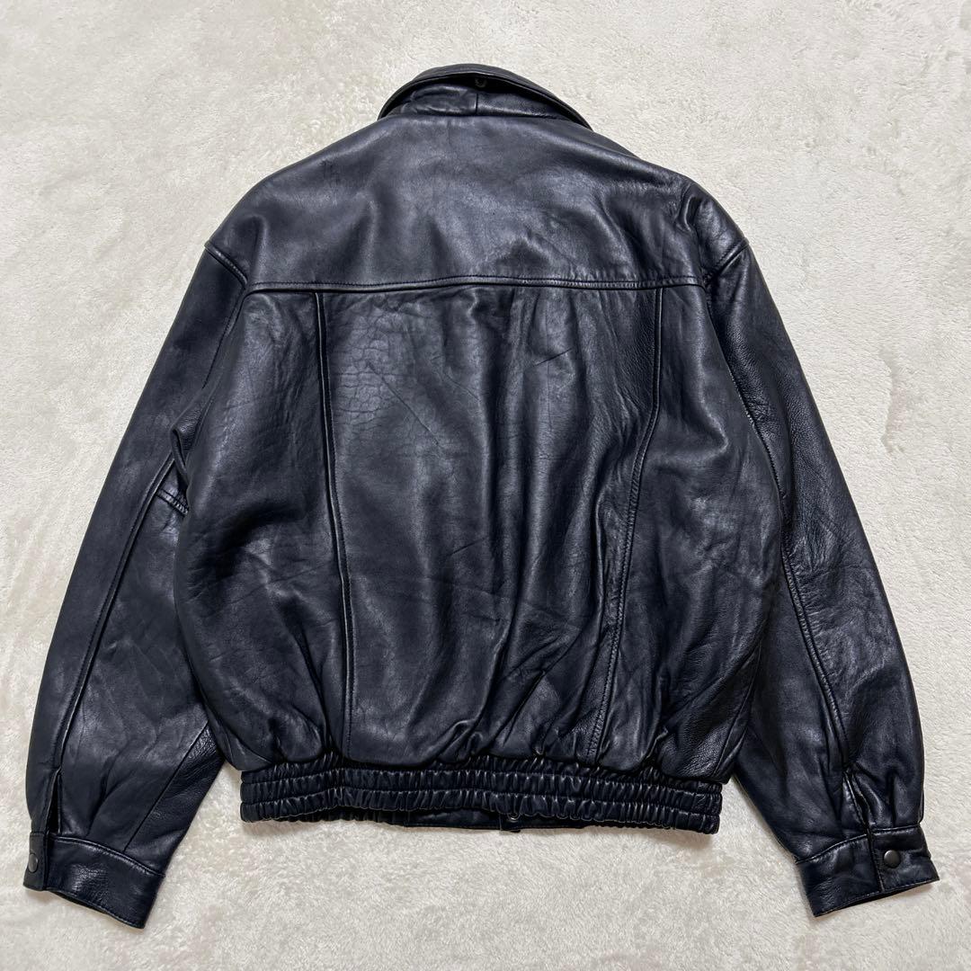 美品 90s フライトジャケット L ラムレザー A-2 短丈 ブラック　黒