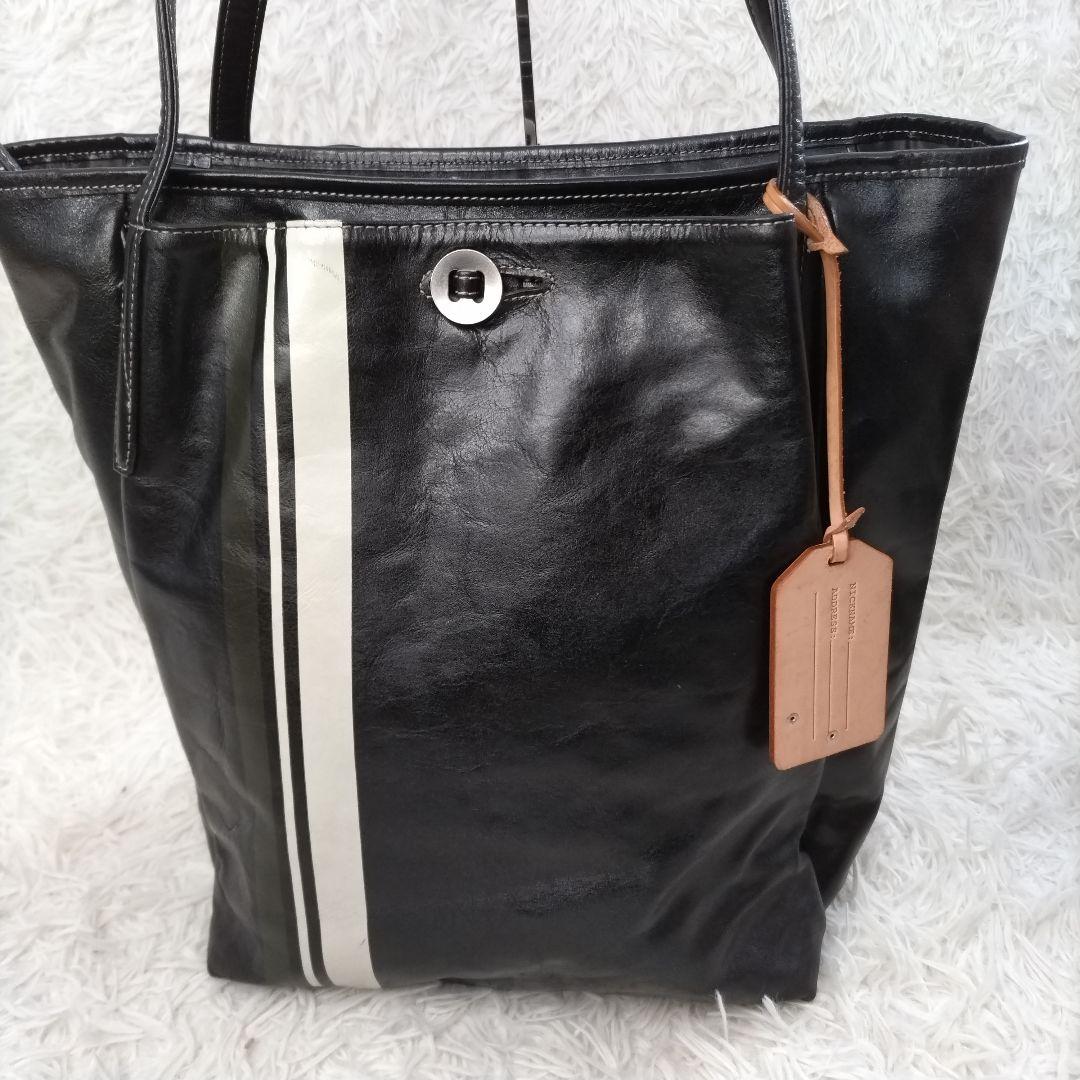 美品　aniary アニアリ トートバッグ　レザー　ライン　PC可 A4サイズ