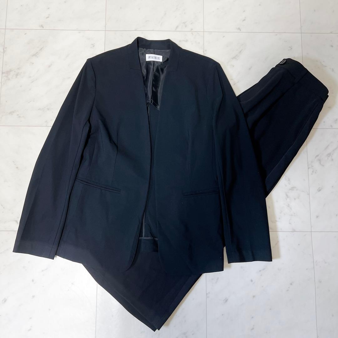 PLST×UNTITLED パンツスーツセットアップ ノーカラー ブラック L