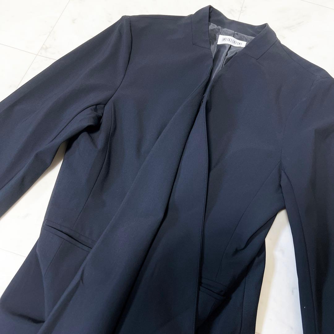 PLST×UNTITLED パンツスーツセットアップ ノーカラー ブラック L