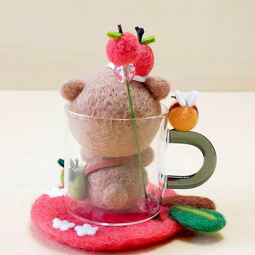 ✿羊毛フェルト✿アップル✿くまさん✿tea✿