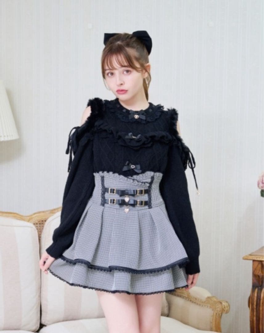 LIZ LISA ファースリーブオープンショルダーニット