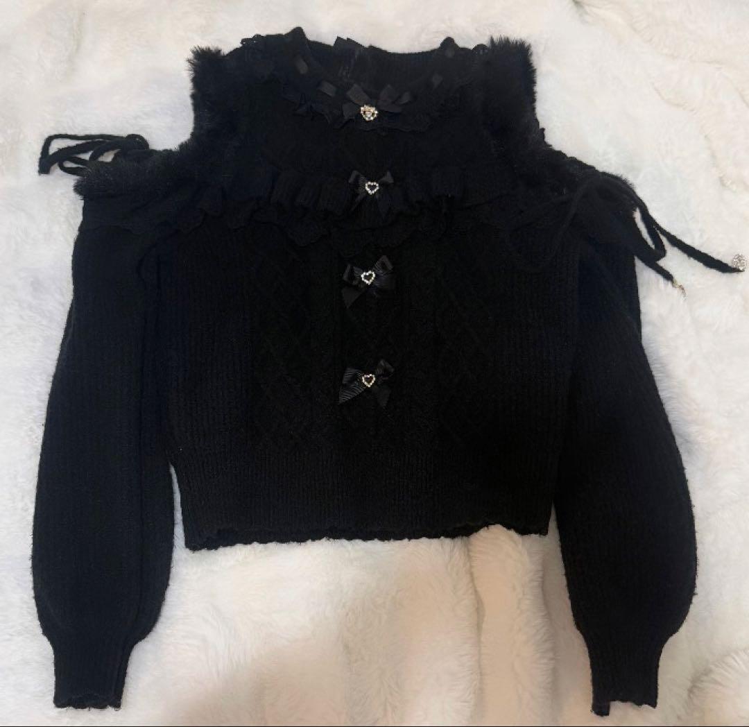 LIZ LISA ファースリーブオープンショルダーニット