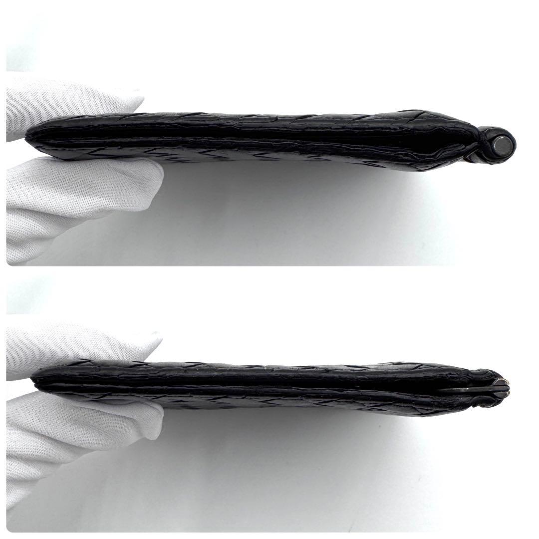 良品✨ボッテガヴェネタ　マネークリップ　イントレチャート　折り財布　ブラック