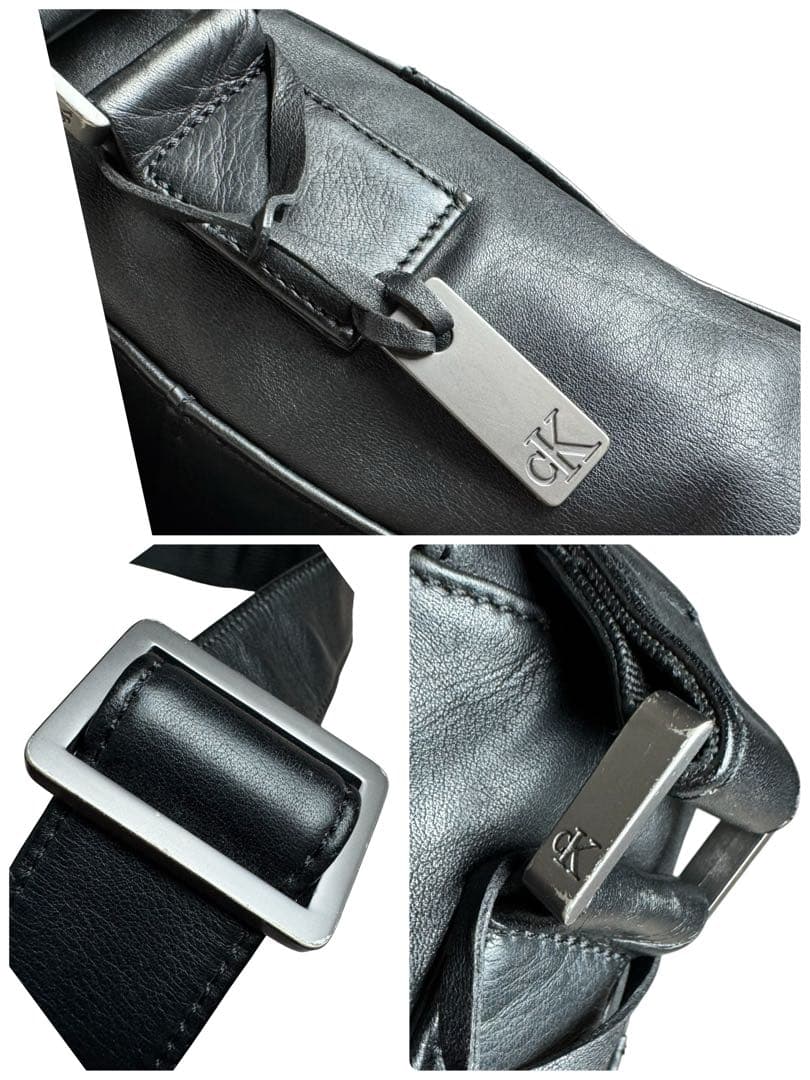 極美品✨カルバンクライン メッセンジャーバッグ クラッチ オール レザー 黒