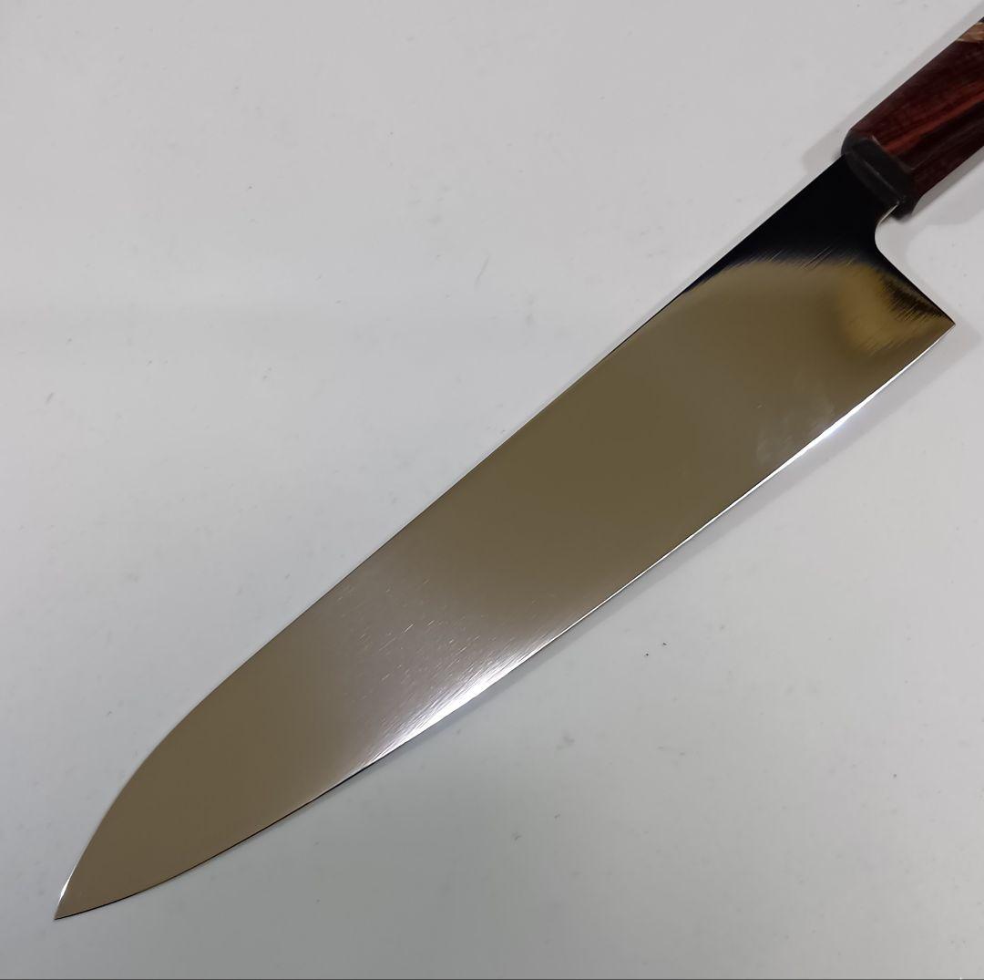 ステン本焼V金10号鋼 全鋼 牛刀 240mm 包丁VG10両刃 紫檀黒檀八角柄