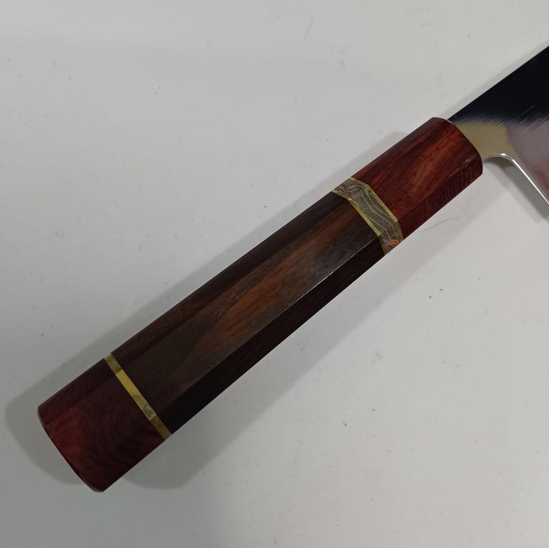 ステン本焼V金10号鋼 全鋼 牛刀 240mm 包丁VG10両刃 紫檀黒檀八角柄