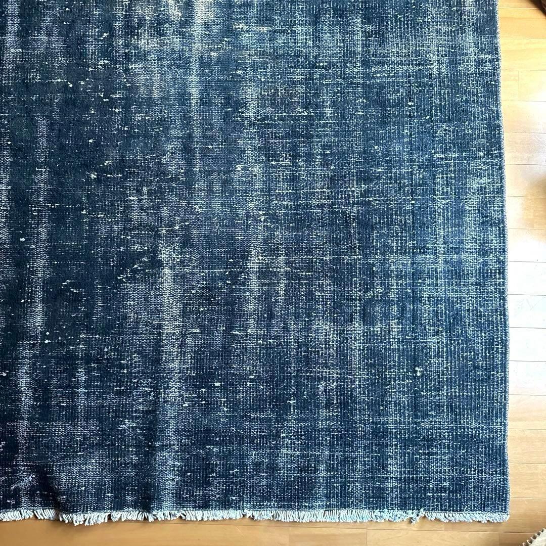 超大判161×261 レア藍色ブルー　オーバーダイ　トルコヴィンテージラグ