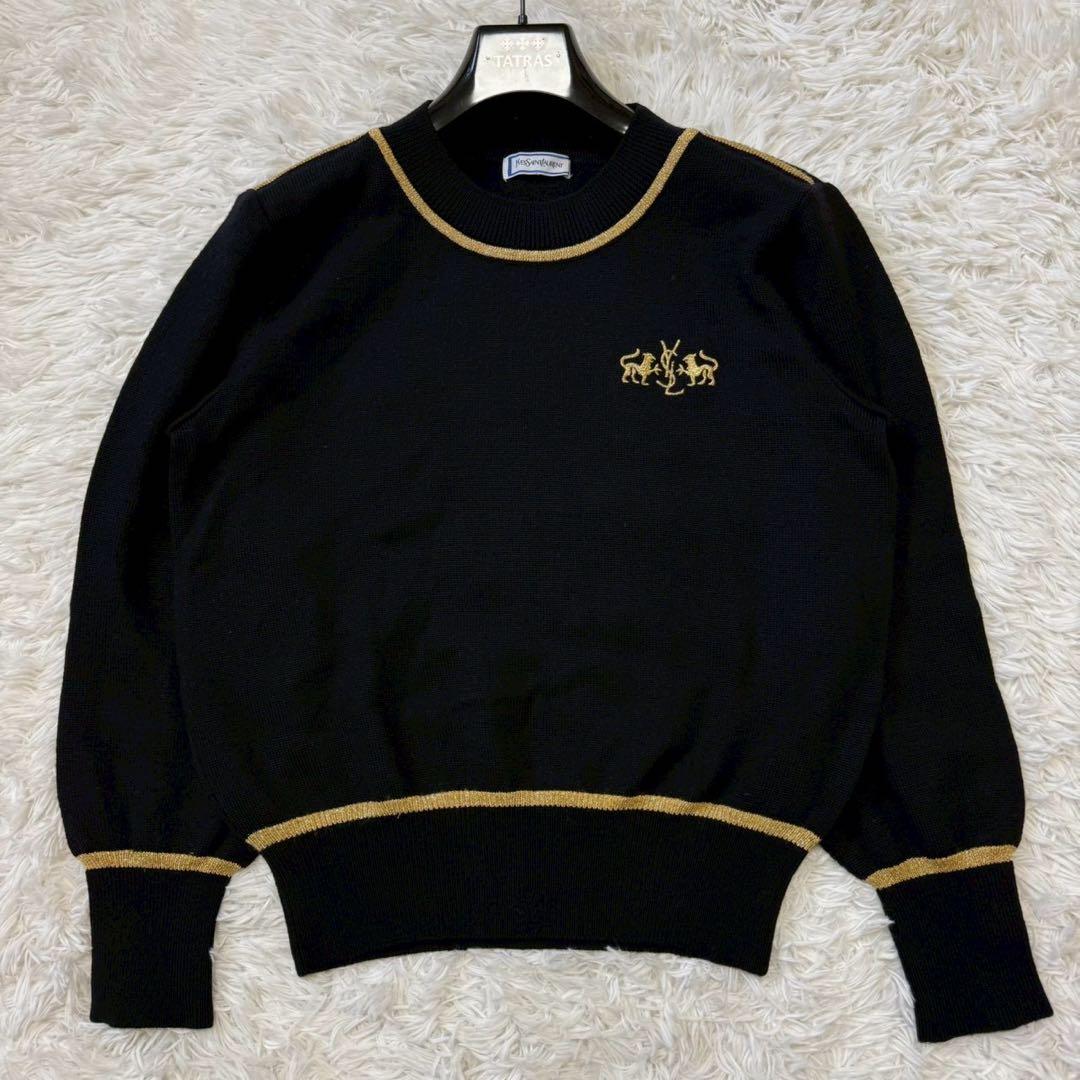 希少/極美品/アンゴラ✨イヴサンローラン ニット YSLロゴ 刺繍 クルーネック