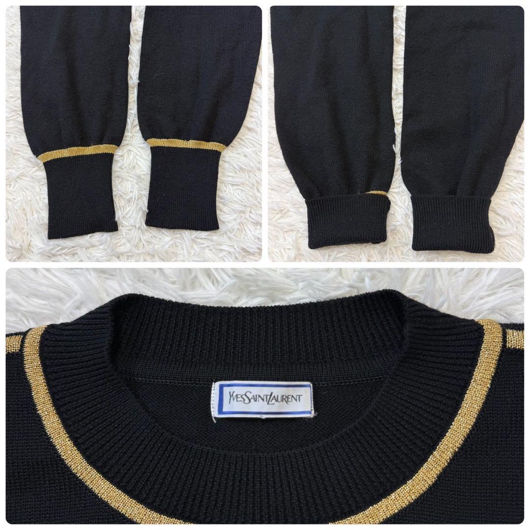 希少/極美品/アンゴラ✨イヴサンローラン ニット YSLロゴ 刺繍 クルーネック
