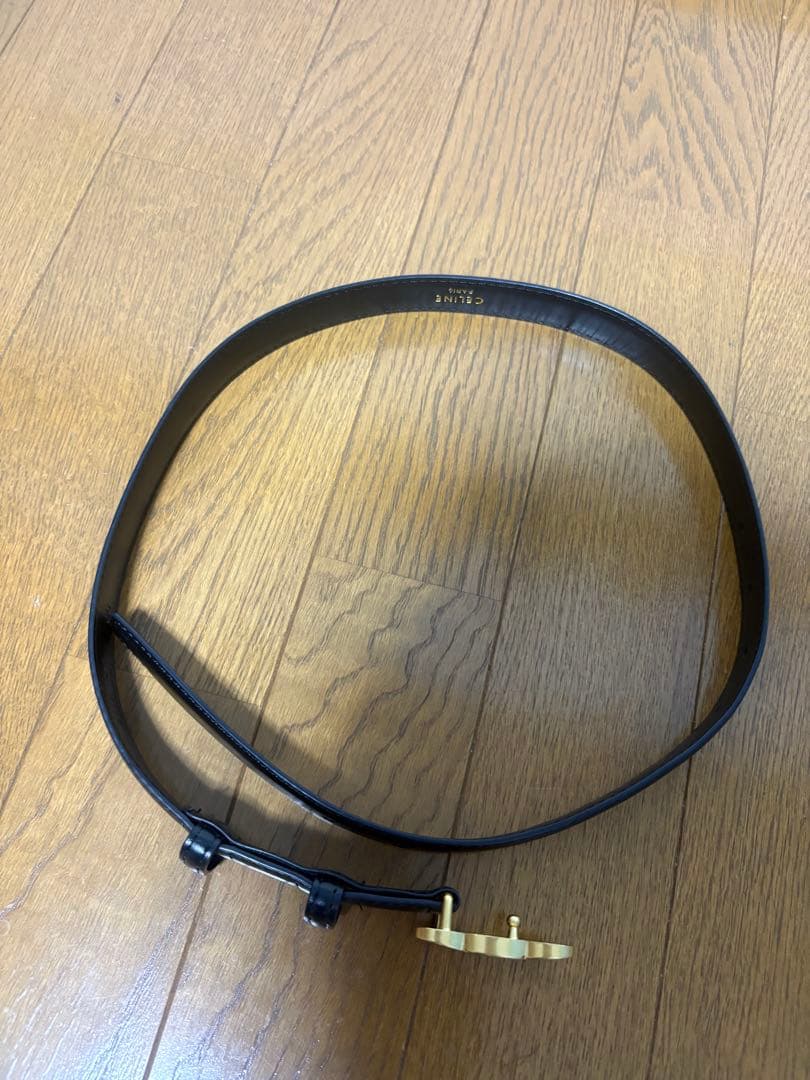 CELINE ブラックレザーベルト90サイズ ゴールドバックル