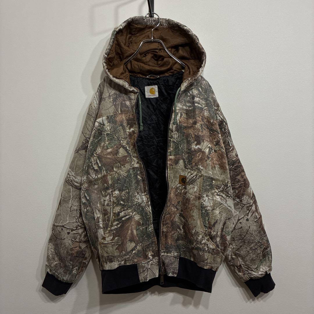 難あり❗️カーハート　リアルツリージャケット　M90sワンポイント刺繍ロゴ古着レア