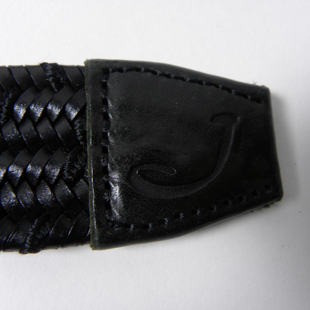 ヤコブコーエン メッシュレザーベルト 刻印入シルバーバックル 黒 ホログラム付