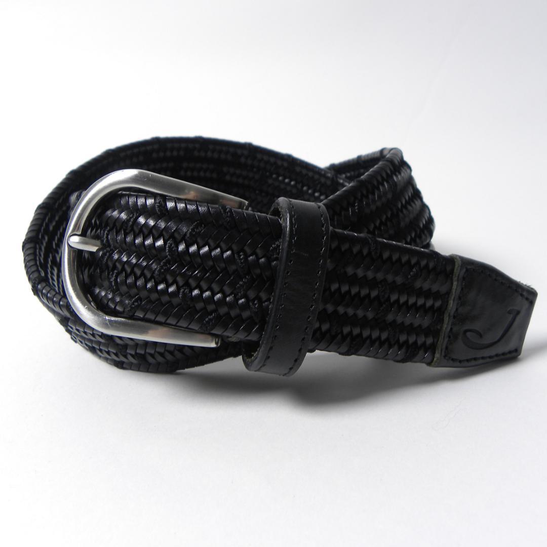 ヤコブコーエン メッシュレザーベルト 刻印入シルバーバックル 黒 ホログラム付