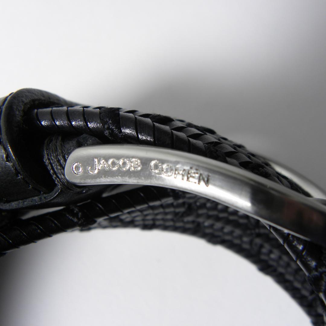 ヤコブコーエン メッシュレザーベルト 刻印入シルバーバックル 黒 ホログラム付